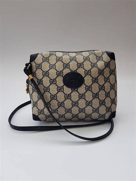 borsa gucci vintage in pvc monogram blu|Authentic Vintage Gucci Blue Monogram PVC Canvas.